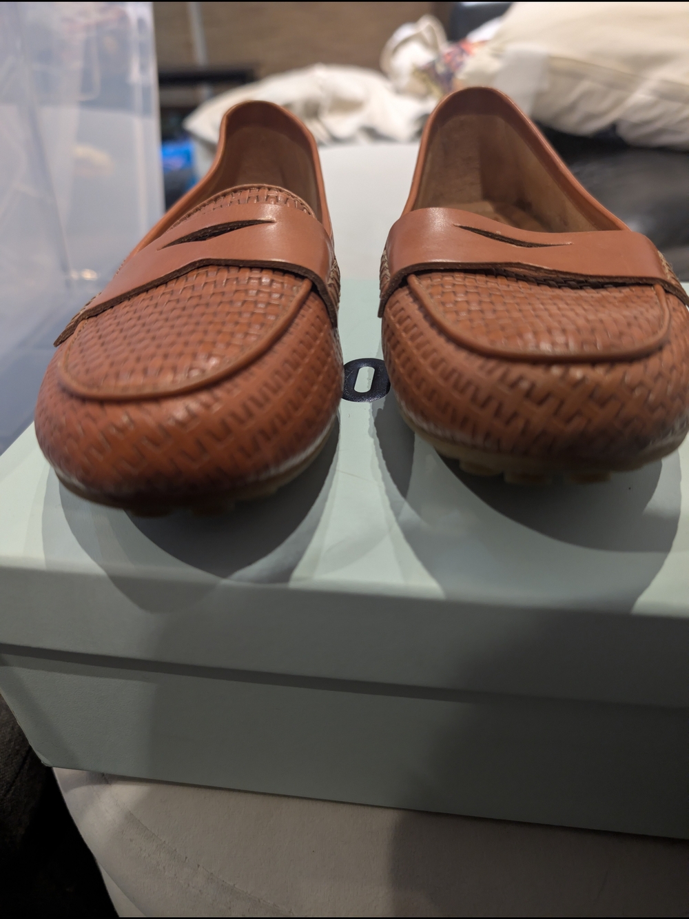🤎👡 LNWT Born Woven Penny Loafers In Camel Brown - Picture 3 of 5